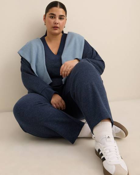 Pull-On Barrel-Leg Knit Pant