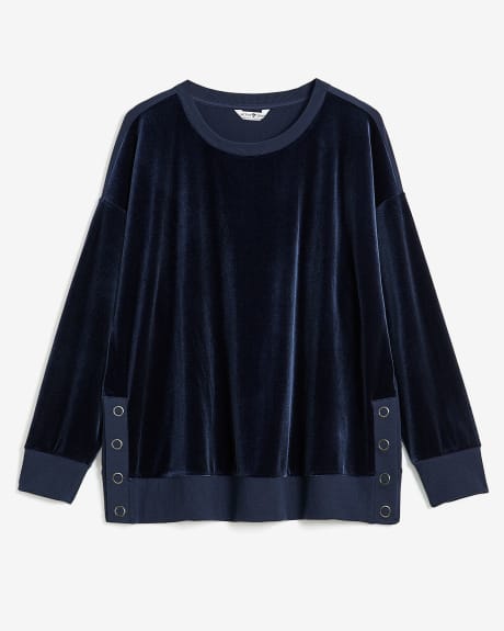 Velvet and French Terry Crewneck Top - Active Zone