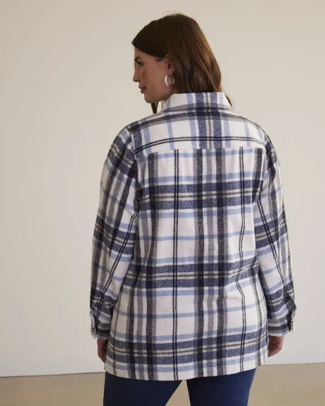 Veste-chemise en laine brossée avec poches passepoilées