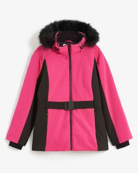 Manteau d'hiver matelassé rose et noir, tissu responsable - Active Zone