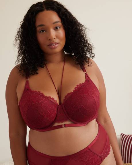 Soutien-gorge balconnet en dentelle avec cordon détachable - Déesse Collection