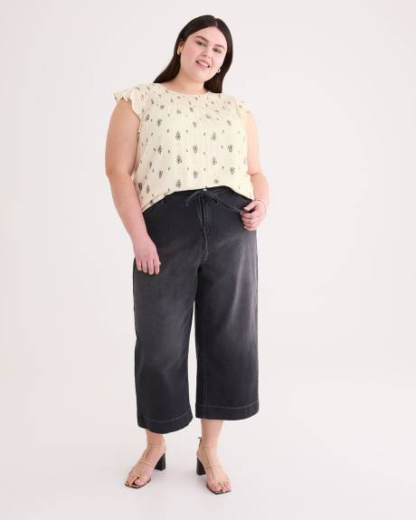 Responsible, High-Rise Wide-Leg Cropped Jeans, Black Wash - d/C JEANS