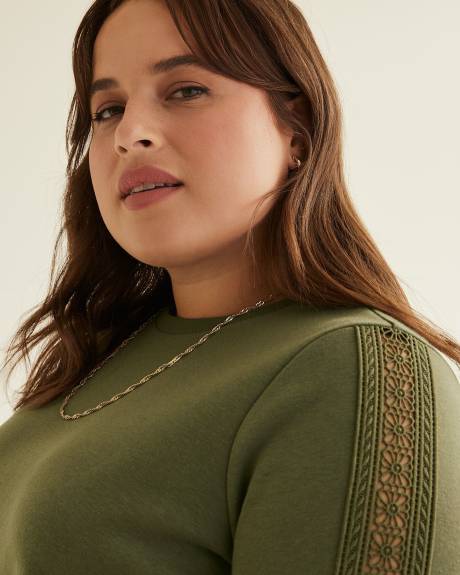 Crewneck Sweatshirt with Crochet Details