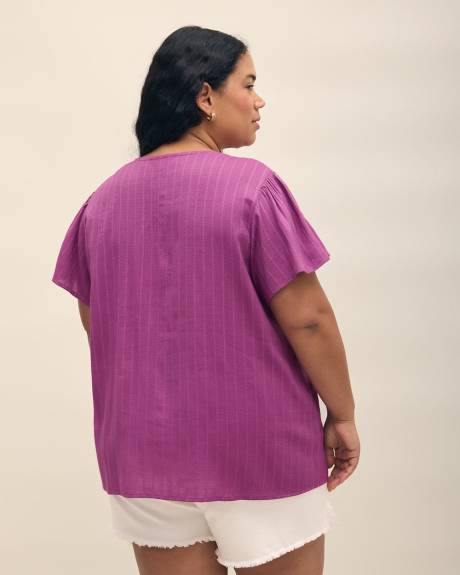 Split-Neck Blouse with Crochet Details