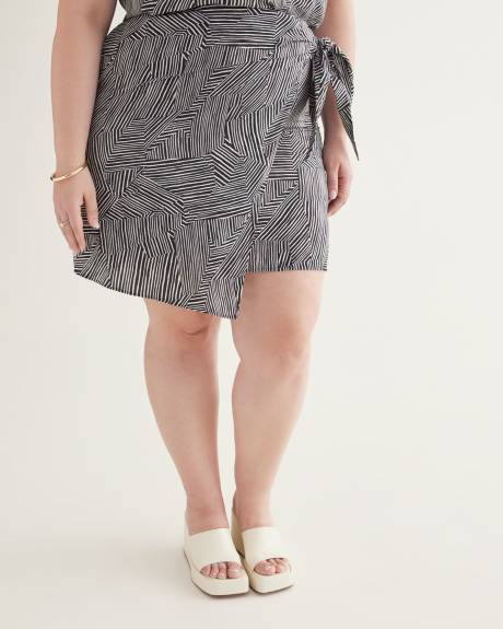 Mini-jupe tissée croisée à motif, tissu responsable
