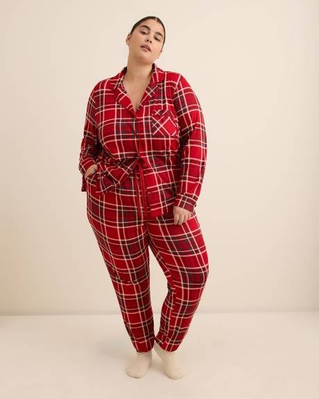 Ensemble-pyjama brossé à carreaux rouges - ti Voglio