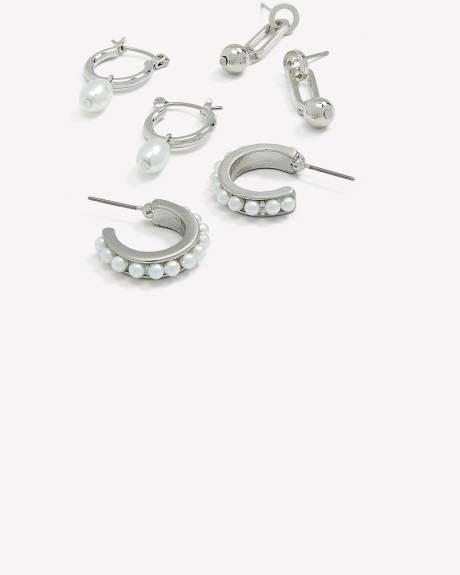 Assorted Earrings with Pearls, Set of 3
