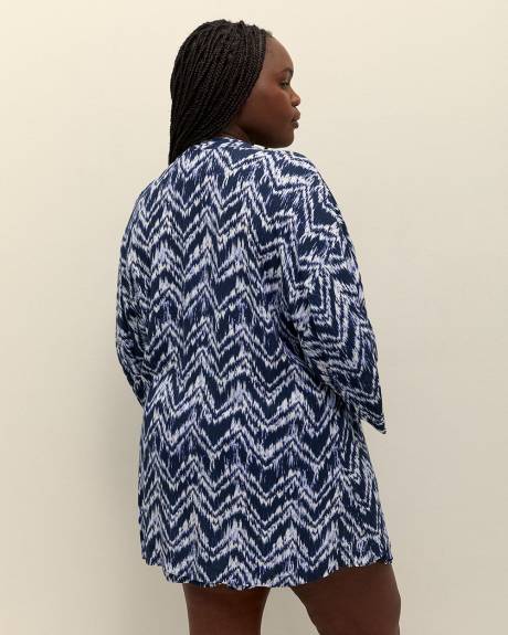 Swim Cover-Up Kimono Shirt Herringbone-Print