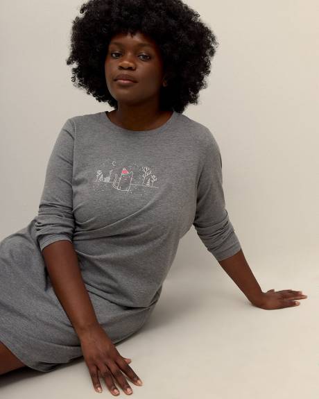 Chemise de nuit courte grise à manches longues - ti Voglio