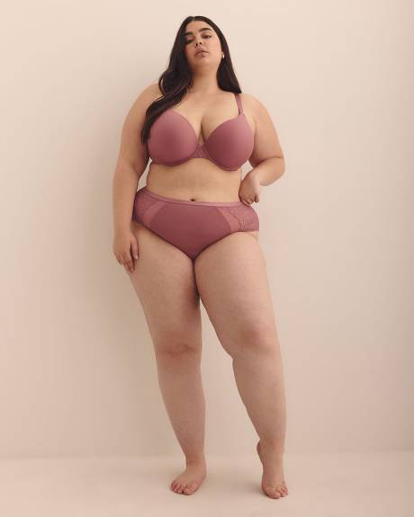 High-Cut Microfibre Brief with Mesh and Lace Sides - Déesse Collection