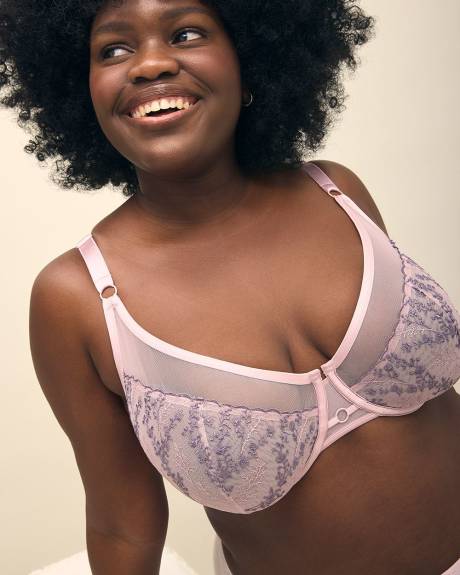 Unlined Lilac Underwire Bra with Embroidery - Déesse Collection