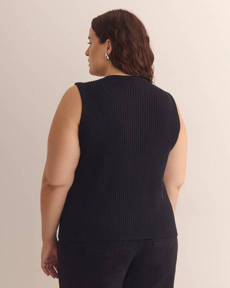Sleeveless Sweater Vest with Tie-Front