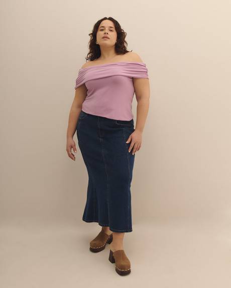 Off-Shoulder Top with Shirring - Addition Elle