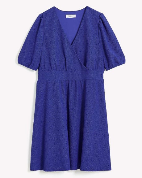 Jacquard Knit Dress with Crossover Neckline - Addition Elle