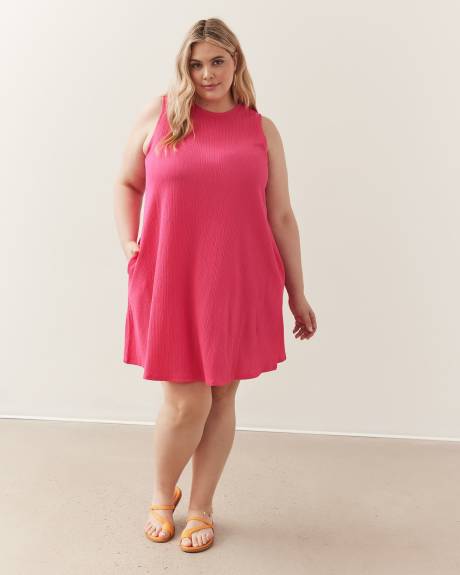 Sleeveless Textured Knit Swing Dress