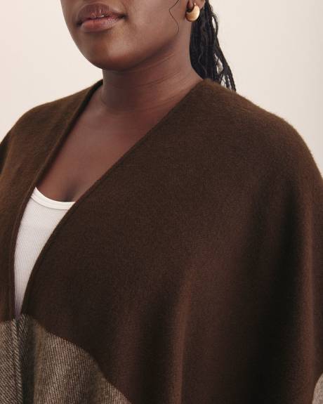Cape with Placement Plaid and Fringes
