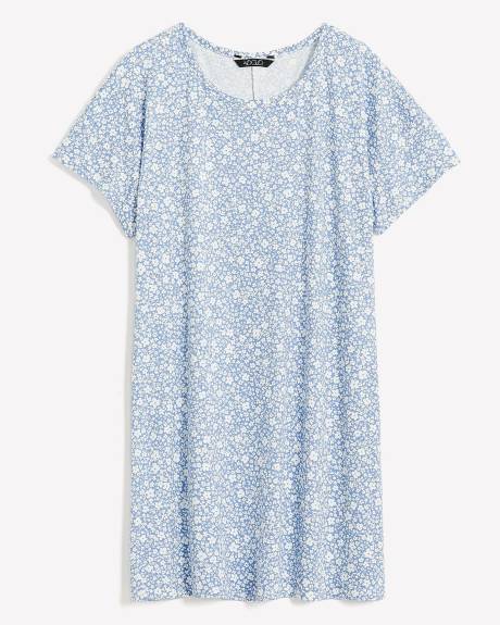 Chemise de nuit courte en jersey brossé, motif de petites fleurs - ti Voglio