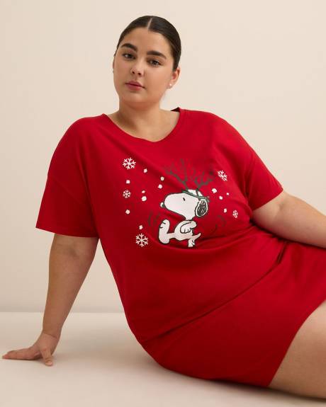 Chemise de nuit rouge à manches courtes de Snoopy - ti Voglio