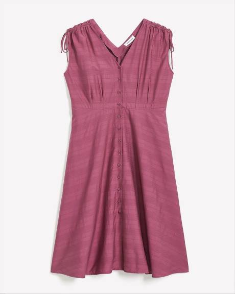 Robe boutonnée mi-longue sans manches avec col en V - Addition Elle