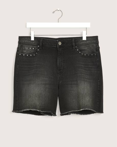 Embellished Denim Short, Black Wash - Addition Elle