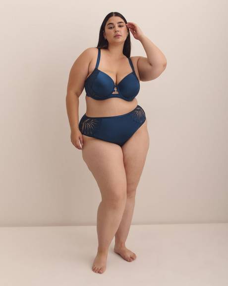 Blue Cheeky Brief with Lace Trim - Déesse Collection