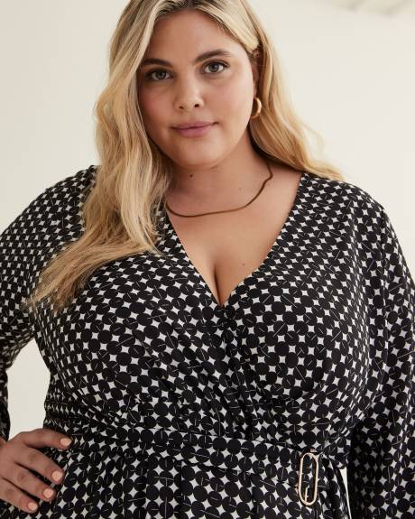 Lightweight Wrap Dress with Bell Sleeves