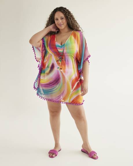 Multicolour Chiffon Caftan Swim Cover-Up - BLEU Rod Beattie