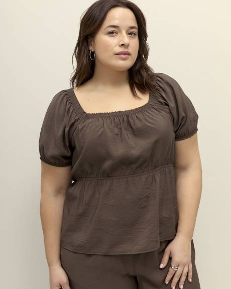 Blouse à encolure carrée avec manches courtes ballon