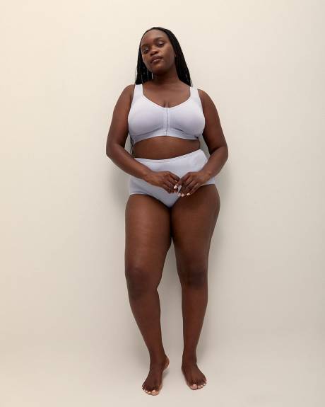 Front-Closure Wireless Heather Cotton Bra with Lace Trims - ti Voglio