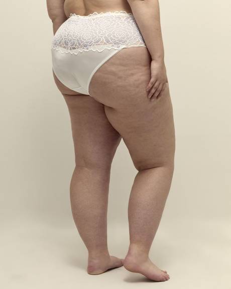 Two-Tone White Lace Full Brief - Déesse Collection
