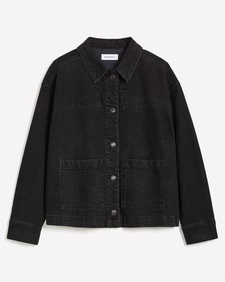 Cropped Utility Denim Jacket - Addition Elle
