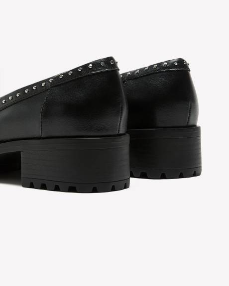 Extra Wide Width, Black Platform Loafer with Ornaments