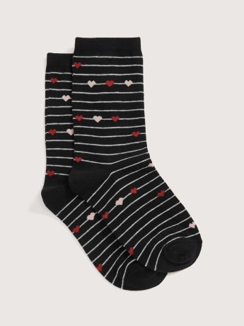 Crew Socks, Stripes and Hearts Print - In Every Story