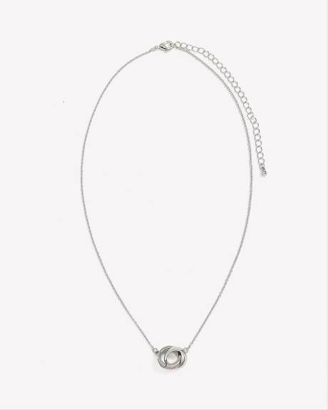Short Necklace with Pink Paper Glitter Ring Pendant
