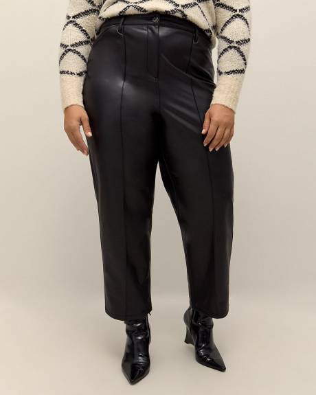 High-Waisted Straight-Leg Faux Leather Pant - Addition Elle