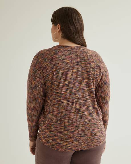 Haut en tricot côtelé à manches dolman et col montant