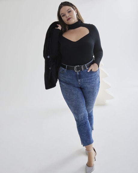 Turtle Neck Sweater with Sweetheart Cutout Neckline - Addition Elle