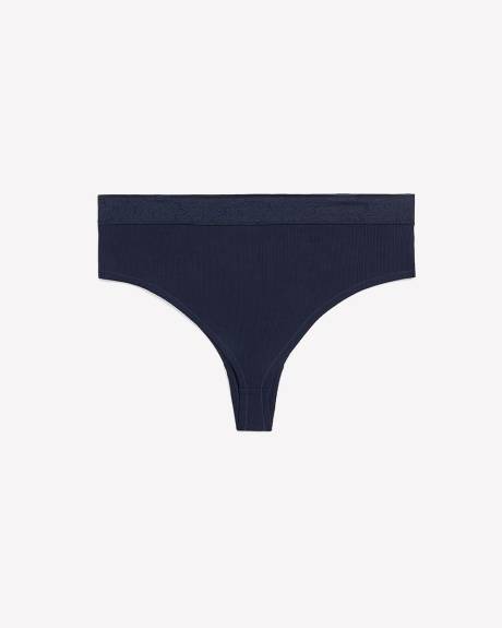 Culotte cheeky côtelée bleue avec bande de taille en dentelle - ti Voglio