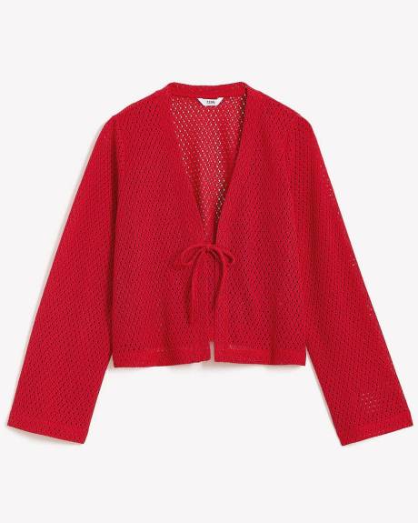 Tie-Front Bell-Sleeve Cardigan