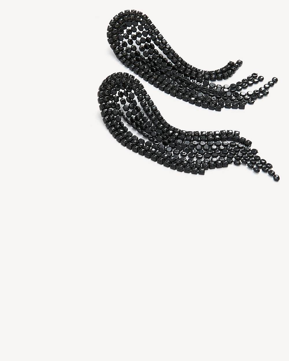 Long Black Tassel Drop Earrings