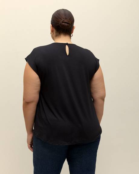 Blouse à petites manches en tricot mélangé, tissu responsable