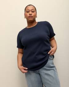 Curvy-Fit Ribbed Crewneck Tee - PENN. Essentials