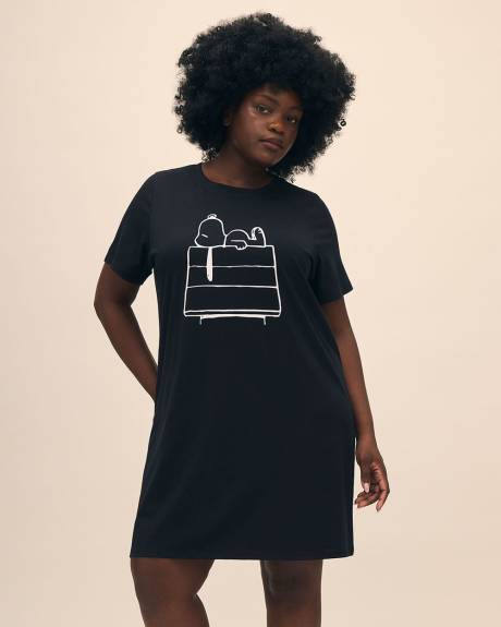 Chemise de nuit noire avec imprimé de Snoopy - ti Voglio