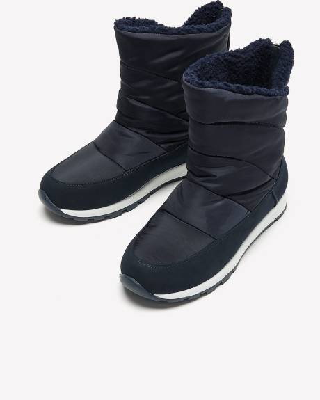 Bottes d'hiver matelassées avec fermeture à glissière à l'arrière, pied très large