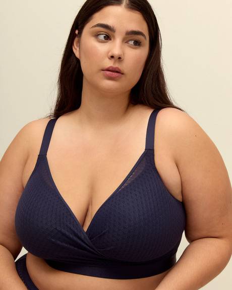 Wireless Padded Blue Lace Lounge Bra - Déesse Collection