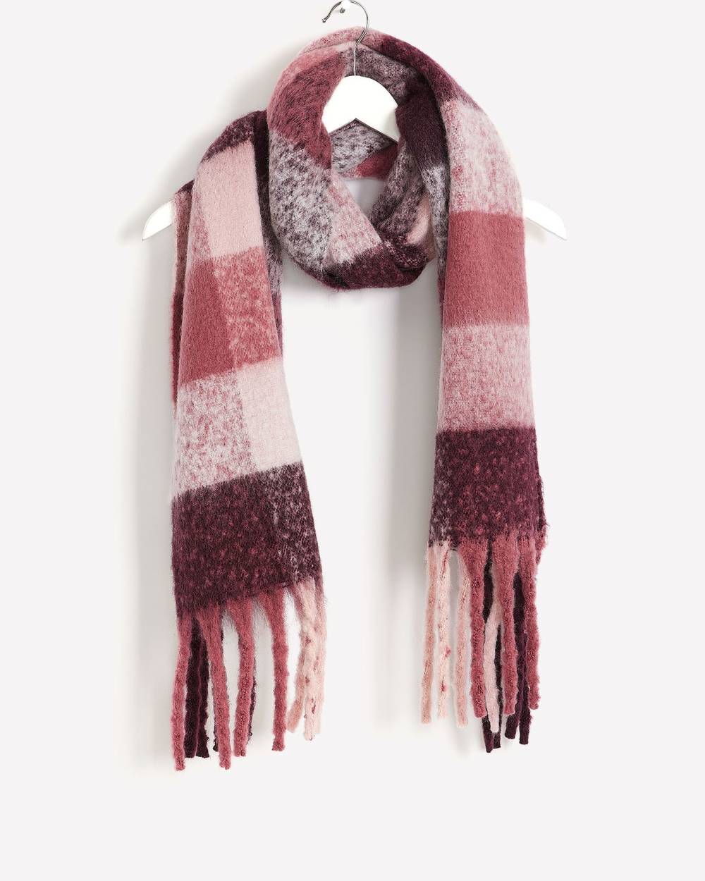 Cozy Pink & Burgundy Plaid Scarf