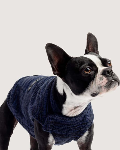 Dog Sweater With Bag Dispenser - Silver Paw