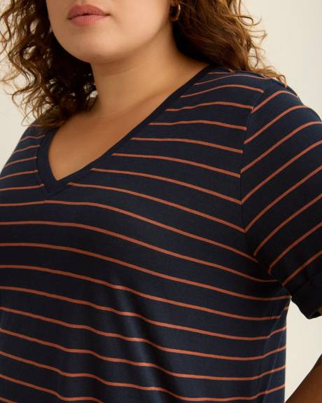 Responsible, Striped Boyfriend-Fit V-Neck Tee