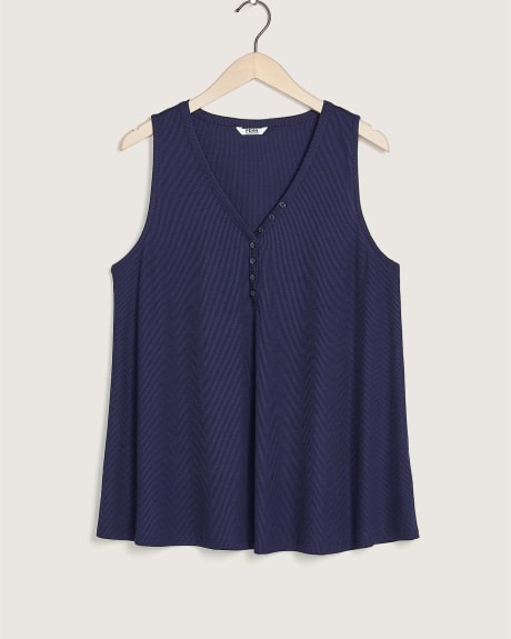 Ribbed Tank Top with Decorative Placket - In Every Story