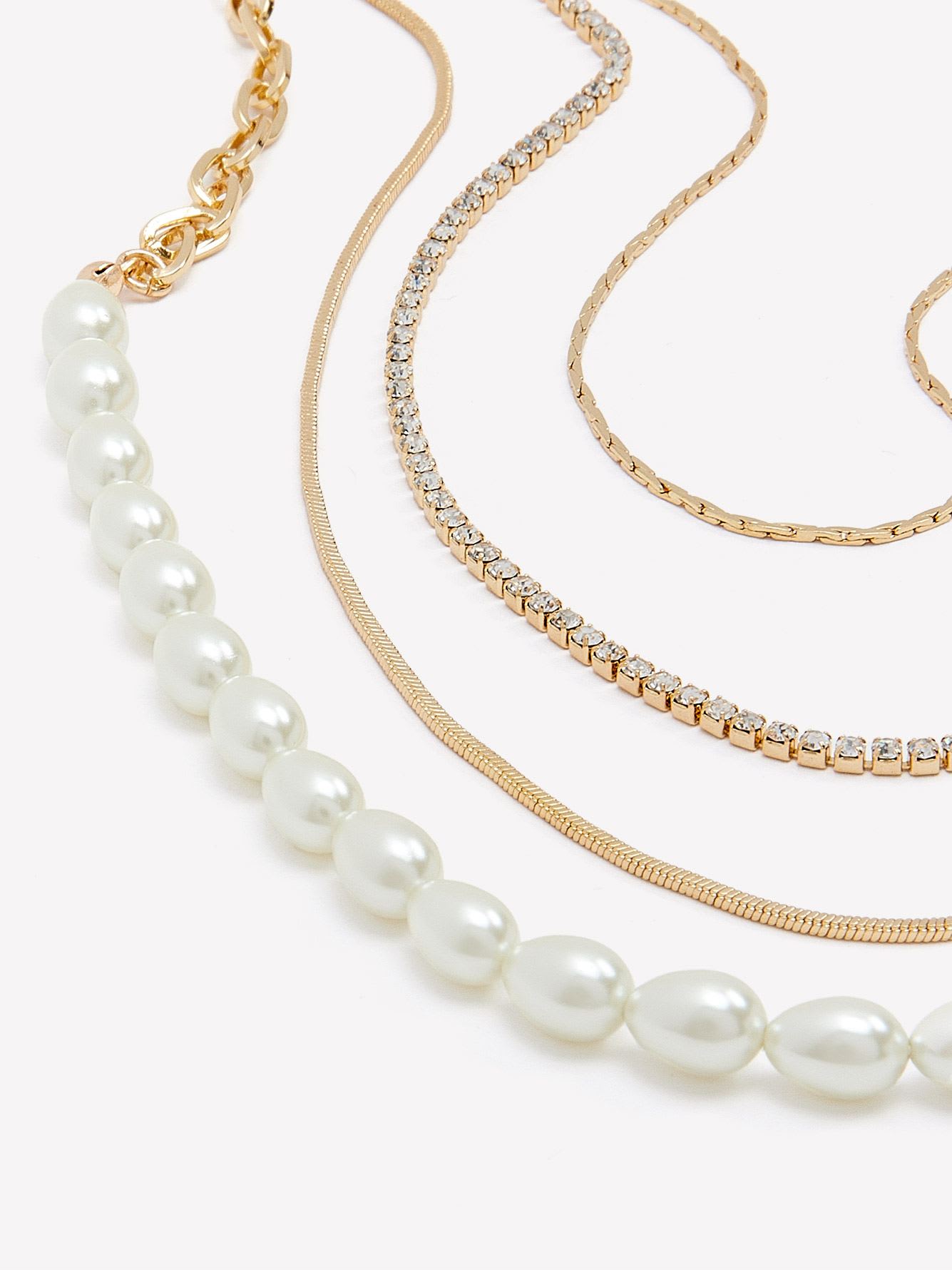 Four-Layer Dainty Necklace with Pearls